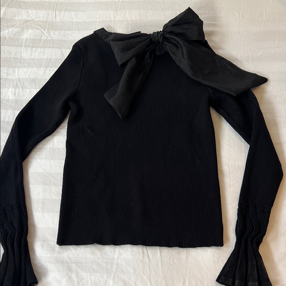 Elegant Black Bow Detail Top